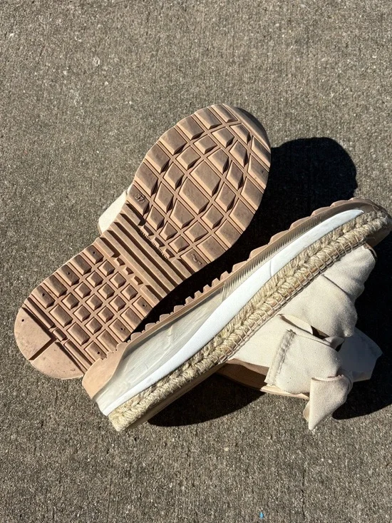 Free People Chapman Sandal Cream Espadrille Platform Slide Sandals with Bow - Picture 5 of 9